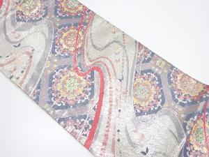 佐賀錦流水に花蜀江・蝶模様織り出し袋帯